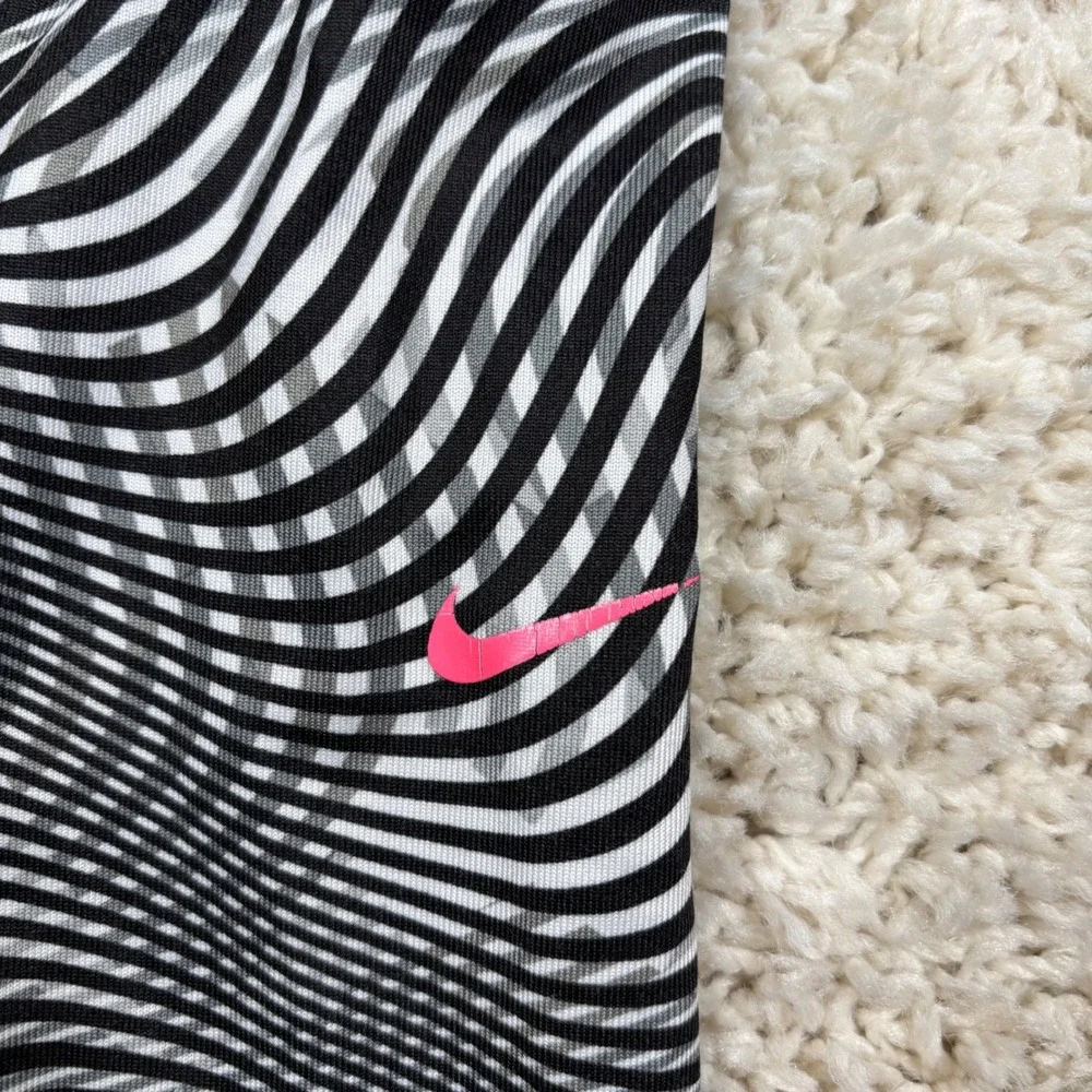 Nike Dri-FIT Toddler Girls Leggings Black White Swirl Print Pink‎ Swoosh 18M